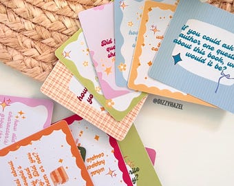 Book Club Conversation Starters Printable | 20 Book Club Questions & Prompts | Icebreaker Cards for Fun Book Club Meetings