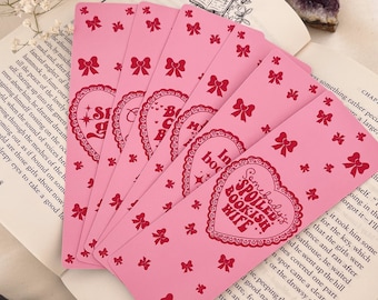 Pink Bookmark , Cute Bow Bookmark, Bookish Gift, Coquette Bookmark, Romance Reader Bookmark, Romance Era, Girly Bookmark, Cute Pink Bookmark