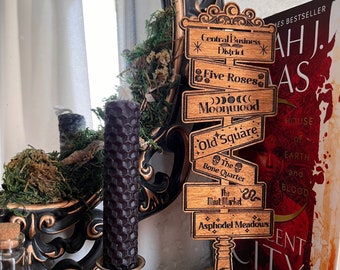 Standing Wooden Signposts, laser engraved, literary places inspired by literature, bookish merch, bookish gifts, fantasy merch