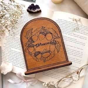 Letrero de biblioteca de madera de Elfhame, letrero de biblioteca, letrero de estantería de madera, rincón de libros de biblioteca con decoración de hogar librero de soporte, regalos para amantes de los libros de lectores