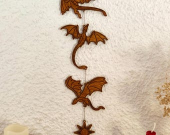 Wooden Hanging Dragons Sign, Fantasy Books Gifts, Dragon Decor, Bookish Decor, Bookish Gifts, Fantasy Merch, Wooden Decor, Booklovers Gift