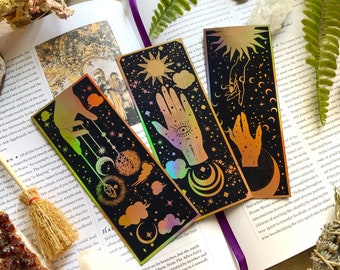 Bookmarks Set of 3 (450gsm) | Illustrated bookmarks | magical bookmarks | gold foil bookmarks | witchy bookmarks