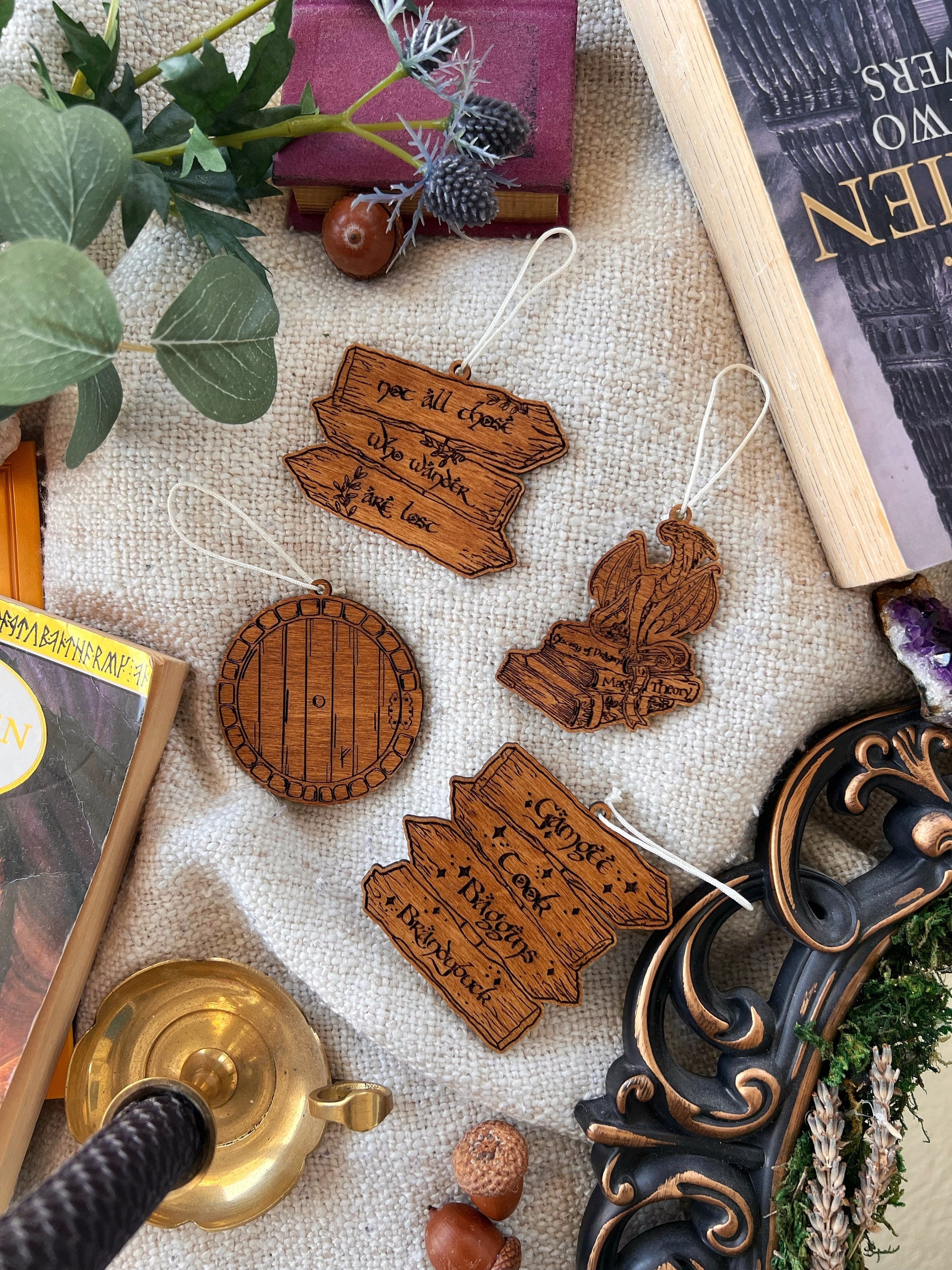 Bookish ornament, Wooden ornaments, Book Ornament, Laser Wood Burn, Bookish Merch,Wooden Bookish Merch, Literary Girl, Bookish Ornament