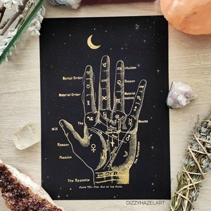 Map of the hand Prints Black/Gold Palm