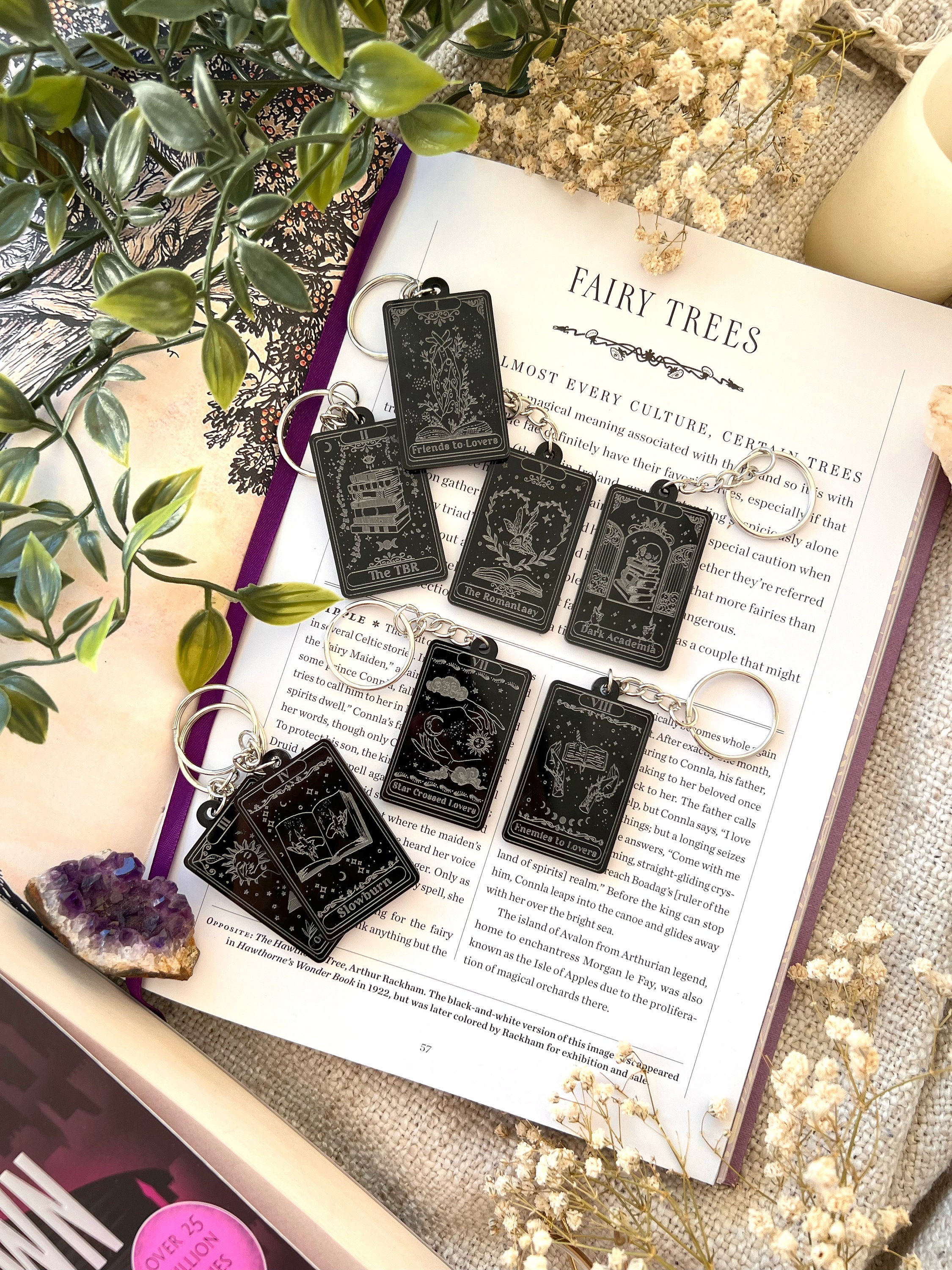 Bookish Keyrings, Booktropes Keyrings, Booktropes Tarot Cards, Romantasy Keyrings, Bookish Merch, Bookmerch