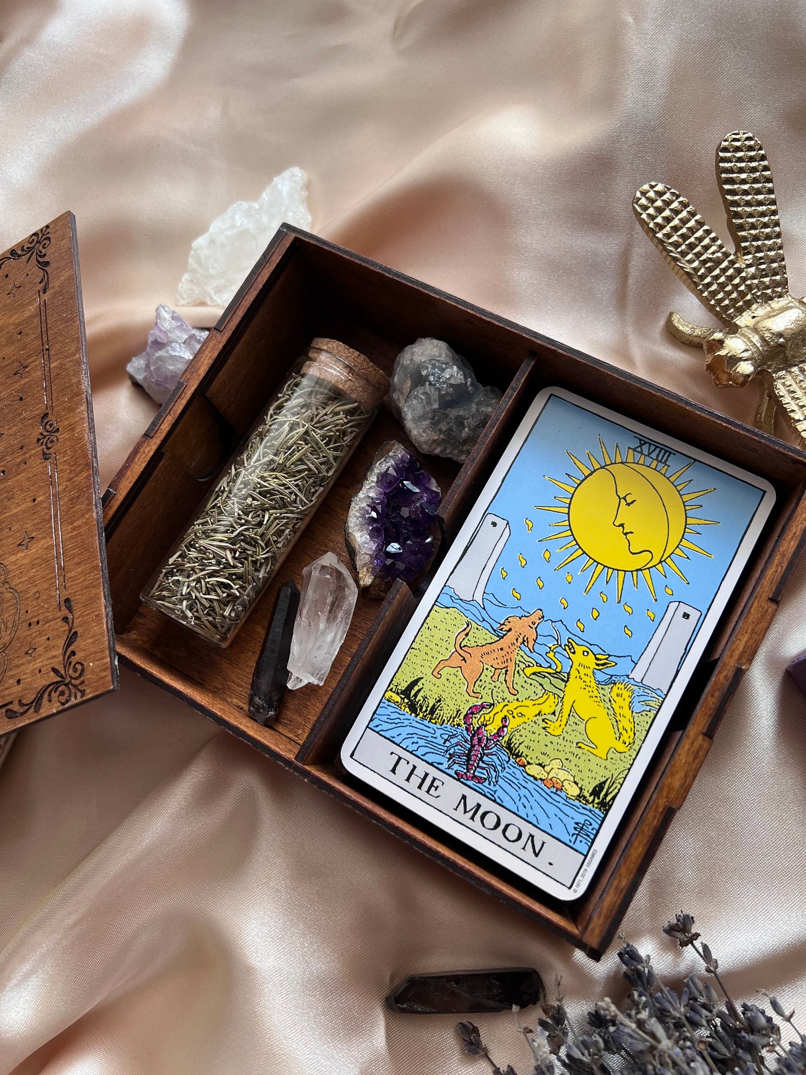 Tarot Box Tarot Card Storage Major Arcana Tarot Box Wooden Etsy