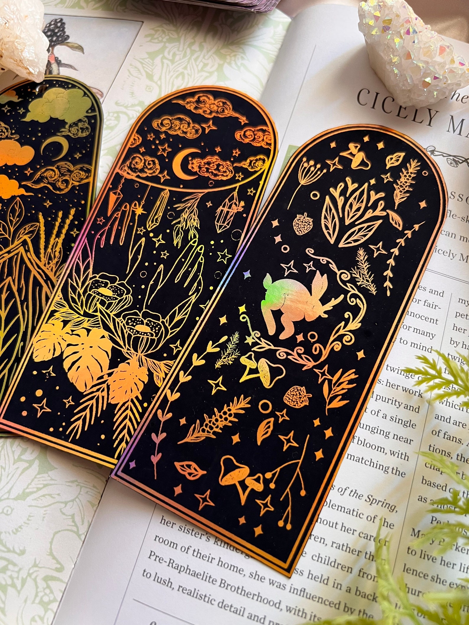 Set of 3 Holographic Bookmarks Cottage Core Inspired Etsy