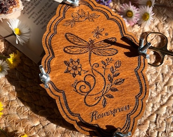 Engraved Wooden Flower Press, Botanical Art, Gardener Gift