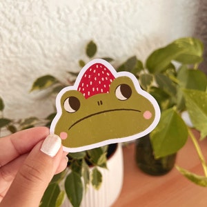 Sheldon the Frog,sticker, cute frog sticker, journal and planner stickers,frog sticker , mushroom frog, vinyl,sticker , Kawaii sticker