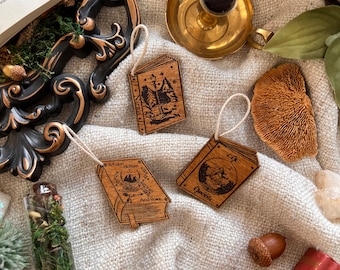 Bookish ornament, Wooden ornaments, Book Vintage Poem Classic Ornament Rustic Stocking Laser Wood Burn, Bookish Merch, Wooden Bookish Merch