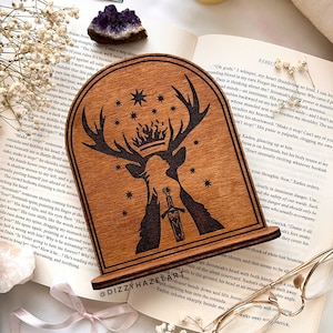 Trono de vidrios Signo de la biblioteca, Signo de estantería de madera, Rincón del libro de la biblioteca con decoración del hogar librero del soporte, Regalos del amante del libro del lector