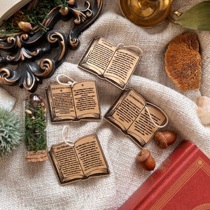 Bookish ornament, Wooden ornaments, Book Vintage Poem Classic Ornament Rustic Stocking Laser Wood Burn, Bookish Merch, Wooden Bookish Merch