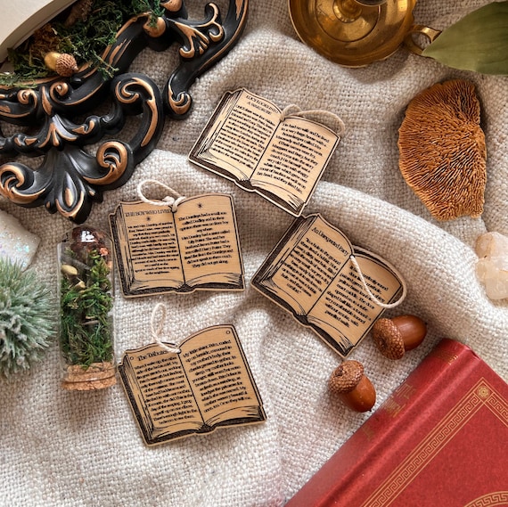 Bookish ornament, Wooden ornaments, Book Vintage Poem Classic Ornament Rustic Stocking Laser Wood Burn, Bookish Merch, Wooden Bookish Merch