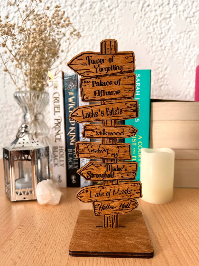 Elfhame Sign, Standing Wooden Signposts, Laser Engraved, Literary ...