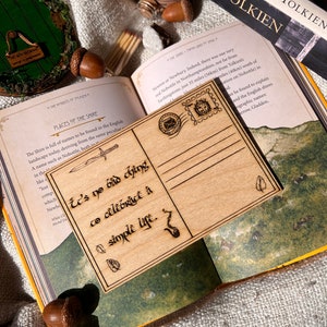 Postales de madera, tarjeta de felicitación, tarjeta de felicitación de madera, tarjeta de aniversario, postal de madera, regalo de libro, postal de madera hobbit, regalo personalizado