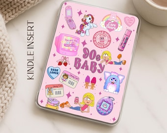 Capa para Kindle com estética dos anos 90, Capa para Kindle inspirada no Clube do Livro da Lizzie McGuire, Capa fofa e feminina para imprimir, Adesivos para Kindle, Estética retrô
