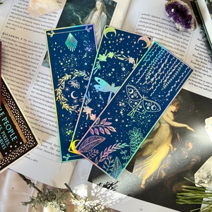 Bookmarks set of 3,holographic bookmarks, holographic bookmarks 450g thick, holographic bookmarks, bookmarks set, cottage core bookmarks