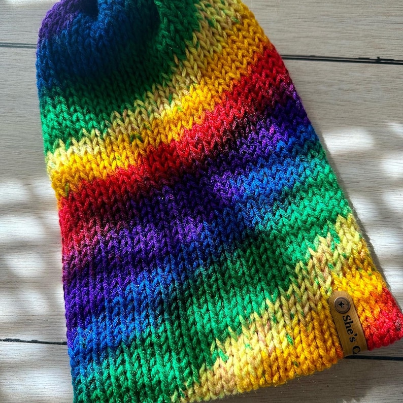 Rainbow Knit PRIDE Hat Gay PRIDE Beanie Slouchy Hat LGBTQIA Tie Dye