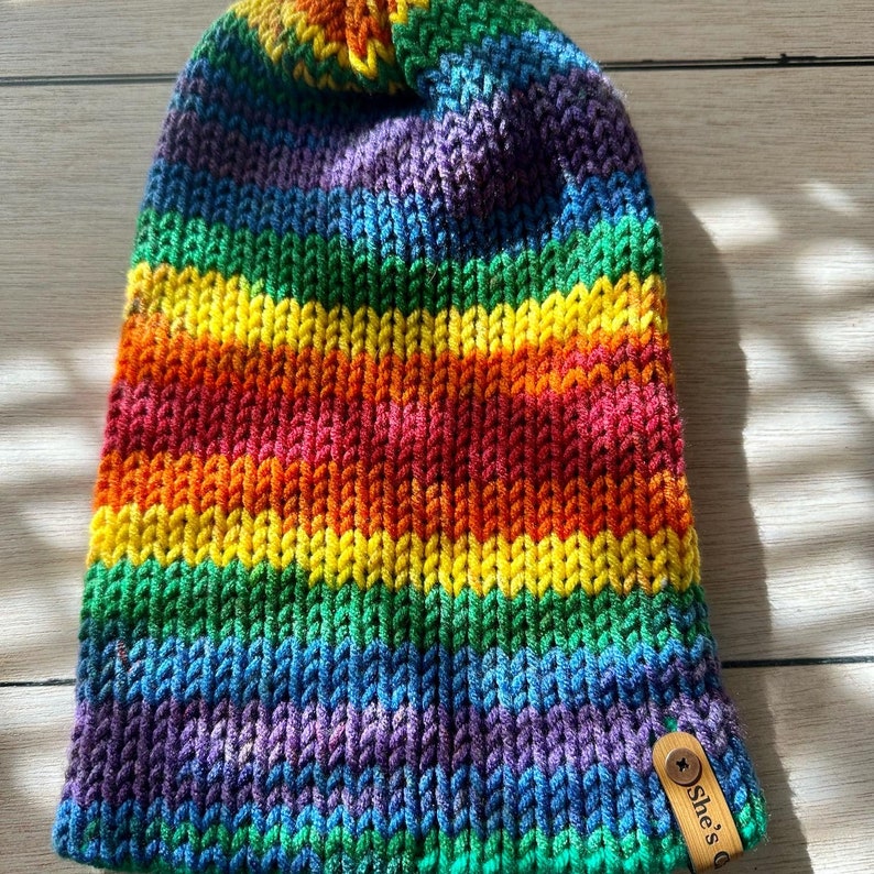 Rainbow Knit PRIDE Hat Gay PRIDE Beanie Slouchy Hat LGBTQIA Rainbow