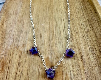 Amethyst Triple Star Sterling Silver Necklace | Inner Serenity Triple Star Necklace