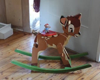 Rocking horse Bambi deer Disney 50s vintage