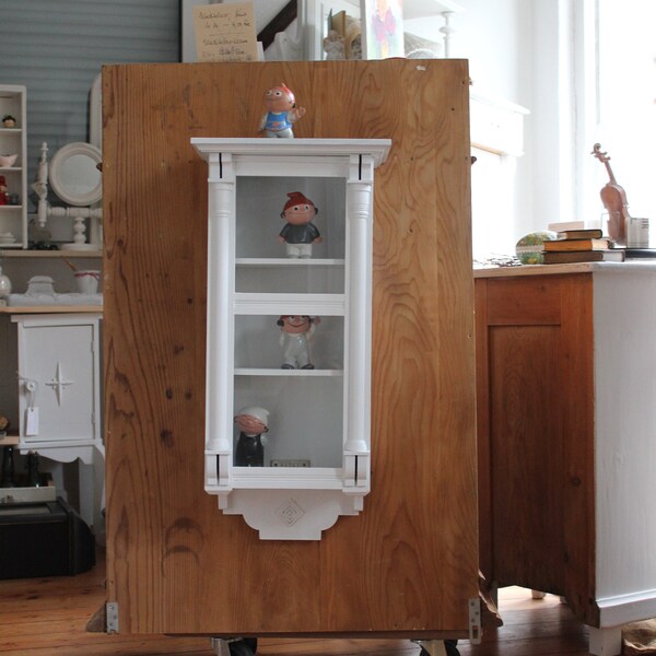 antiker Hängeschrank Vitrine Sammelkasten Wandschrank shabby chic weiß