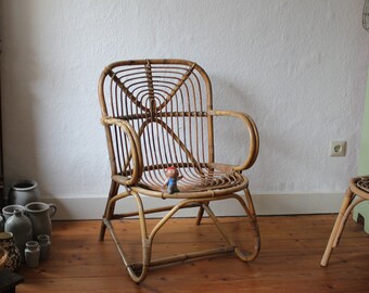 vintage wicker chair bamboo 70s boho