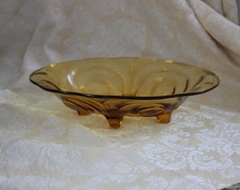 Glasschale Art Deco Bernstein vintage Boudoir