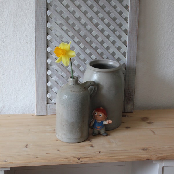 vintage Steingut Flasche Krug grau  Landhaus cottage