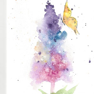 Conjunto de 3 borboletas aquarela flor cartão flor lilás, pintado à mão