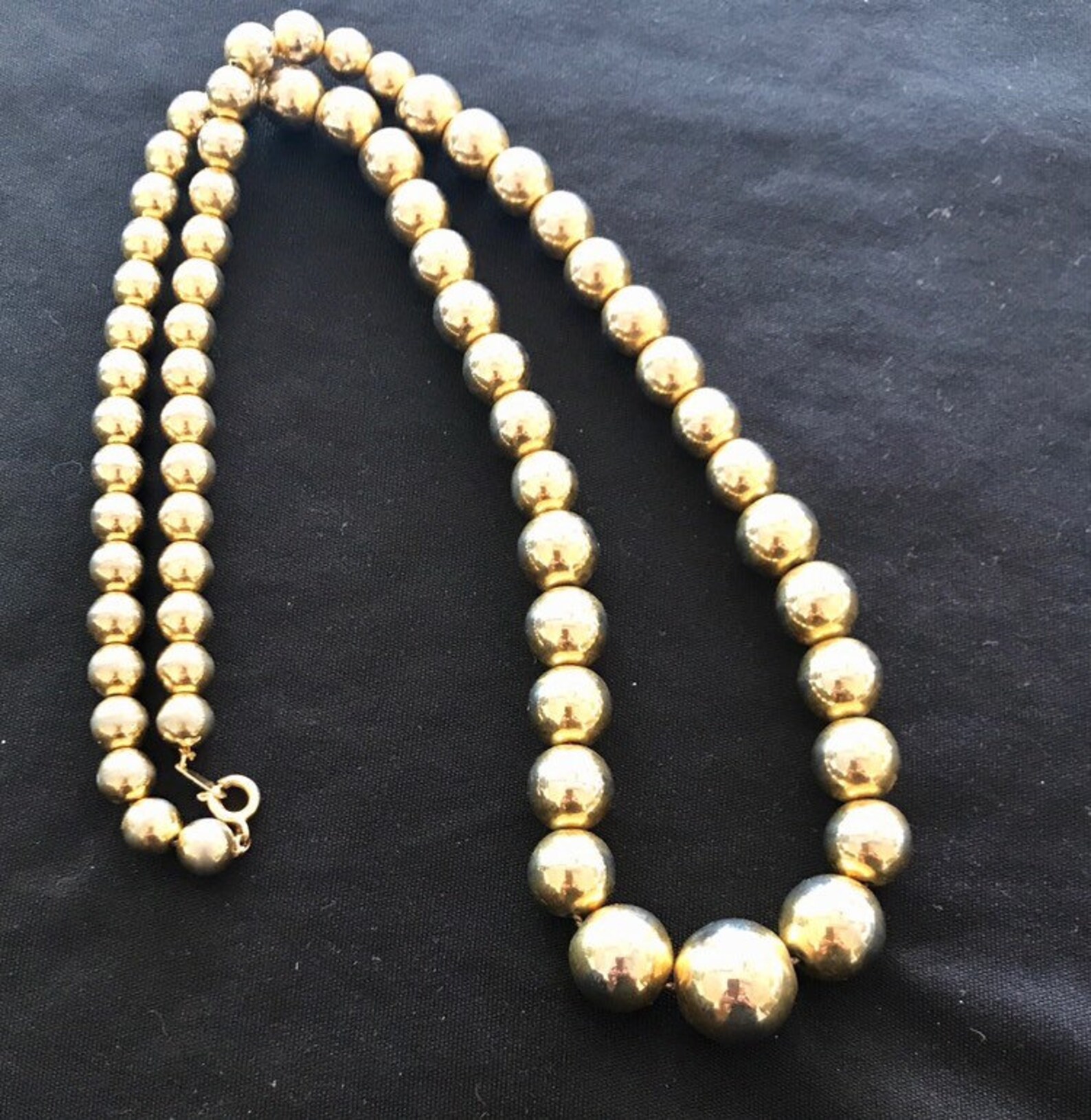 Vintage Korea Gold Tone Graduated Bead Necklace Etsy