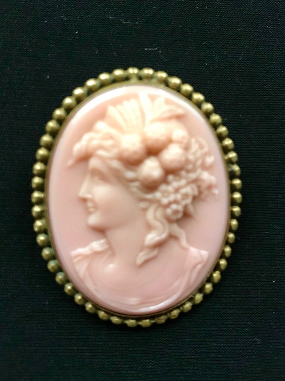 Vintage Faux Light Pink Resin Cameo