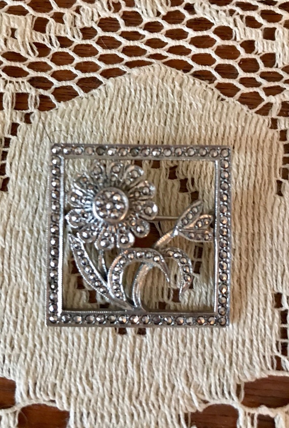 Vintage PRK Sterling Marcasite Pin