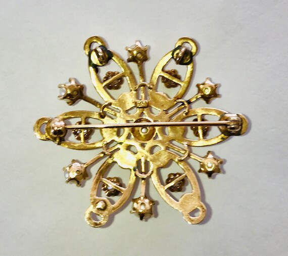 Vintage 14k Large Diamond and Pearl Pendant/Brooch - image 6