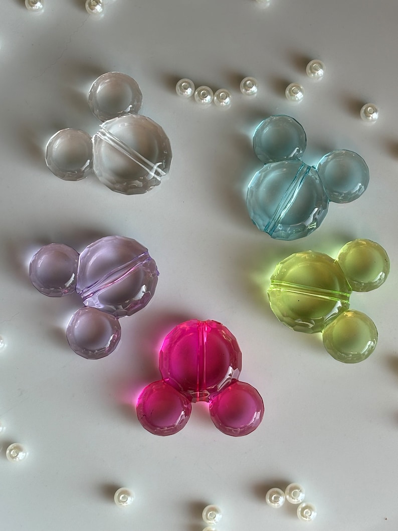 Pack of 5 mouse beads made of transparent acrylic image 2