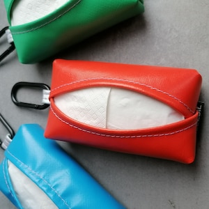 Handkerchief case with holo detail and carabiner - upcycling
