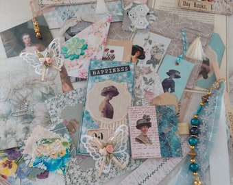 Junk Journal, Ergänzungs Set 35 Teilig, Utensilieo, Scrapbooking-Zubehör, Tage Buch, Blau