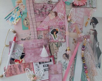 Junk Journal, Ergänzungs Set 30 Teilig, Utensilieo, Scrapbooking-Zubehör, Tage Buch, Rosa