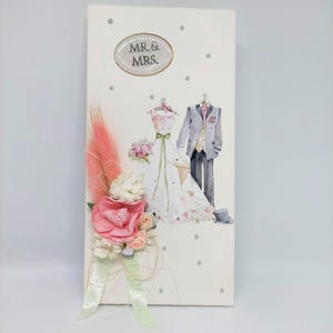 Hochzeitskarte mit Box-Mint-Weiß- Hochzeits Gruß Karte , Karte zur Vermählung, Verpackung für Geld