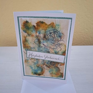 Glückwunsch Karte-Perlmutt Papier-Teebeutel Papier-Stempel Druck