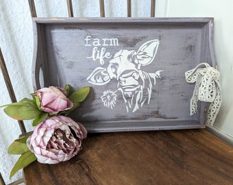 Farmhouse wooden tray Cottage - Shabby chic