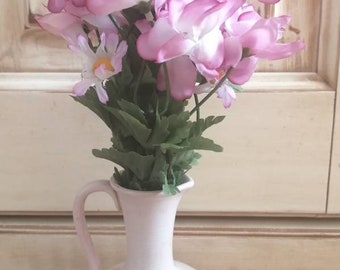 VINTAGE vase with artificial flowers - SHABBY CHIC