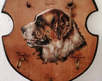 Altes Schlüsselbrett / Hundegaderobe aus Holz - Shabby chic