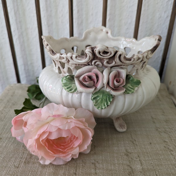 Alte Jardiniere / Keramik Rosenschale -Shabby chic