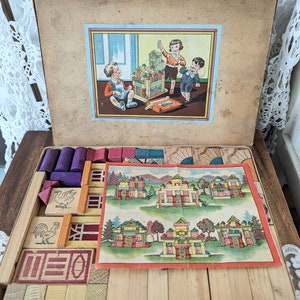 Old wooden construction set ** Antique toys