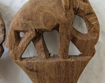 Éléphants cuillère en bois sculptés à la main - Afrique - Shabby chic