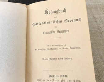 Old Protestant hymnal from 1883 - bound edition with gold edges