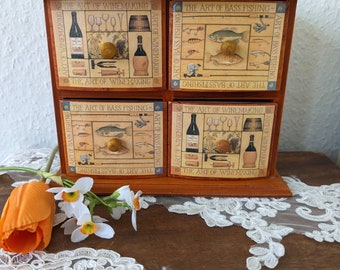 Schubladen Schränkchen aus Holz Wein und Fisch - Shabby chic - Trouve'