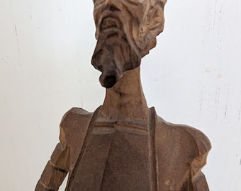 Figurine en bois sculptée à la main Don Quichotte - Sculpture sur bois - Objet de collection