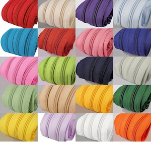 3m endlos Reißverschluss mit 5mm Spirale Meterware Reißverschlüsse + 10 Zipper